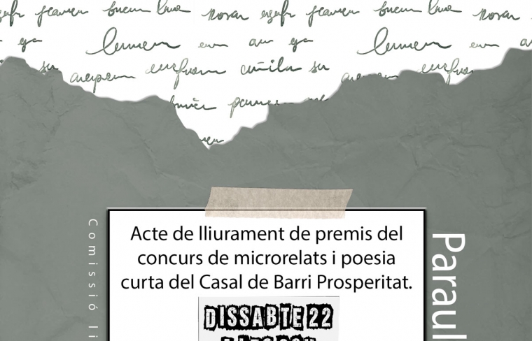 Paraula: Resolució concurs de microrelats i poesia curta + monòleg de Santi Calleja